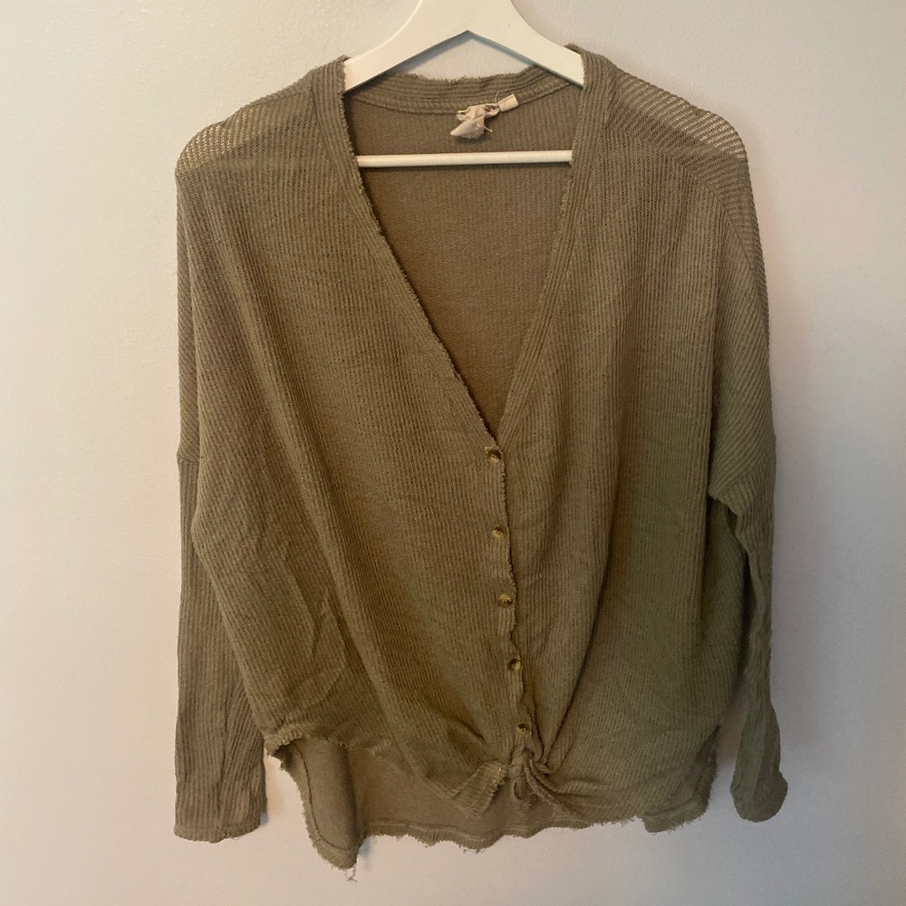 Blue Pepper/Dry Goods baggy tie front cardigan